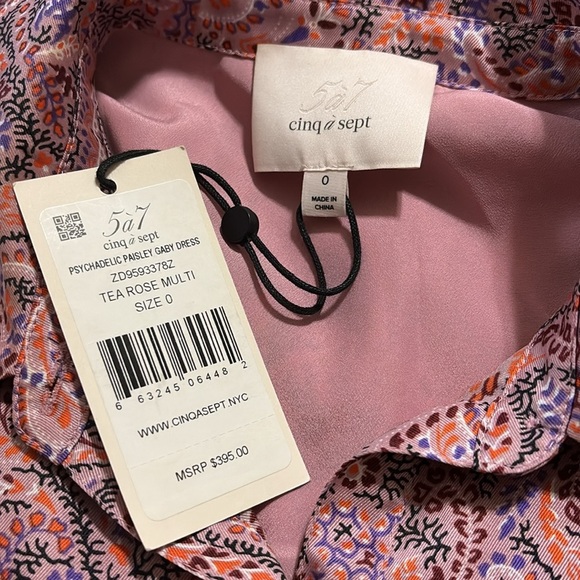 Cinq a Sept Gaby Dress in Psychadelic Paisley in Tea Rose Multi Sz. 0 Sz. XS NWT - Picture 12 of 14